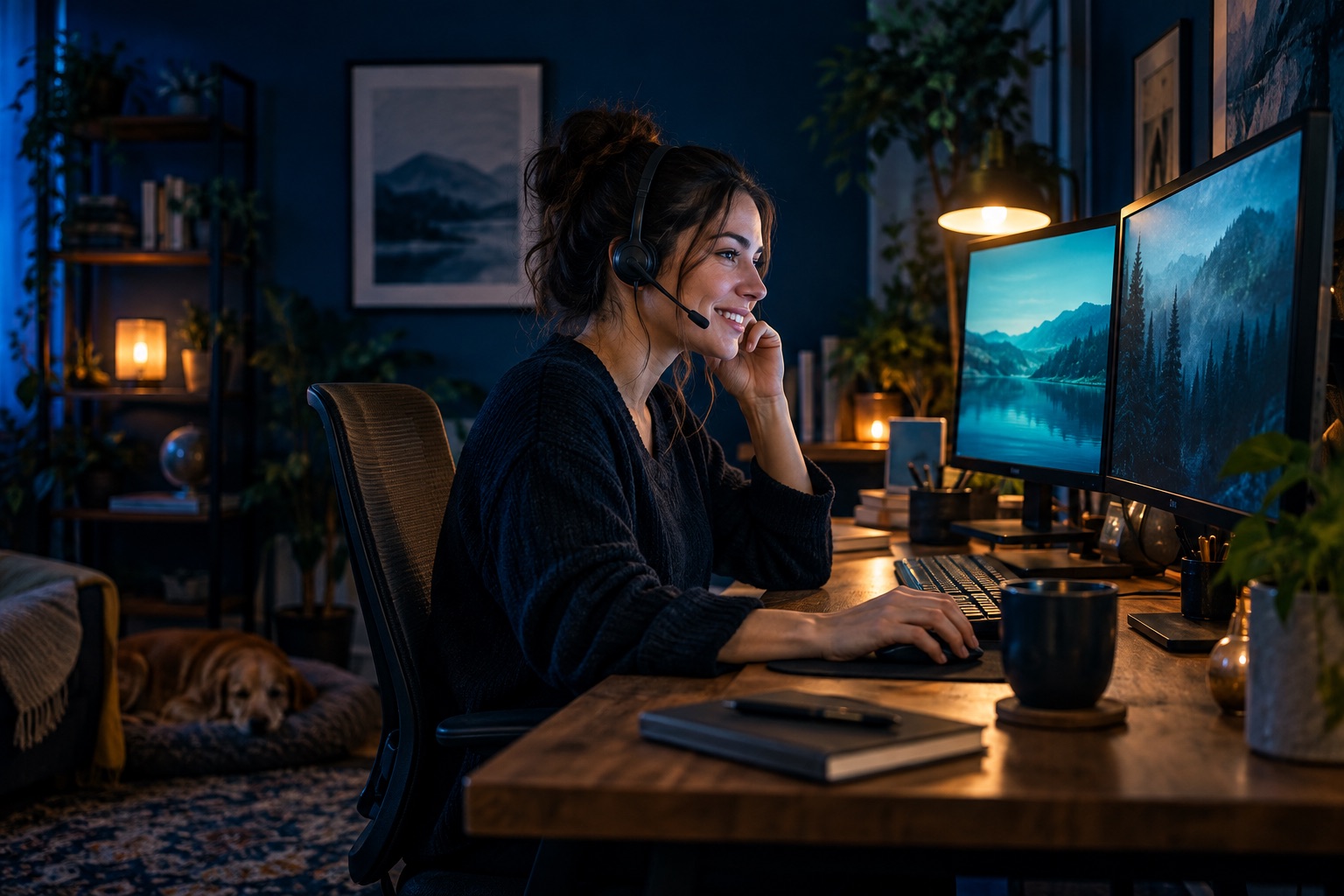 Illustrative website support specialist helping a business by phone