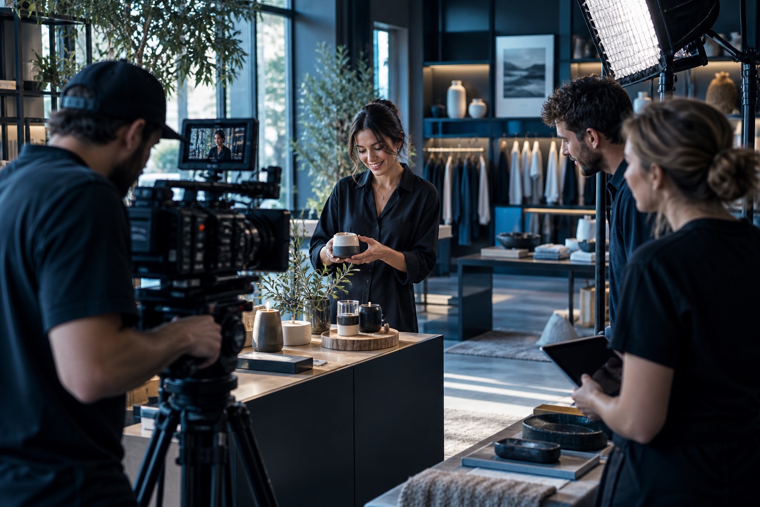 Illustrative commercial-production-set scene for XMLA website services