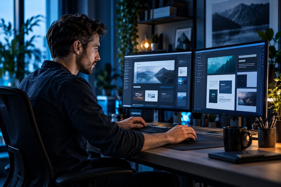 Illustrative developer building a custom website