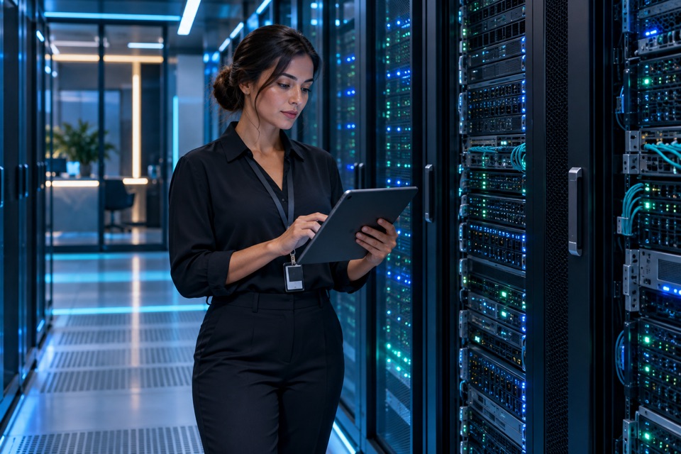 Illustrative hosting specialist monitoring server infrastructure