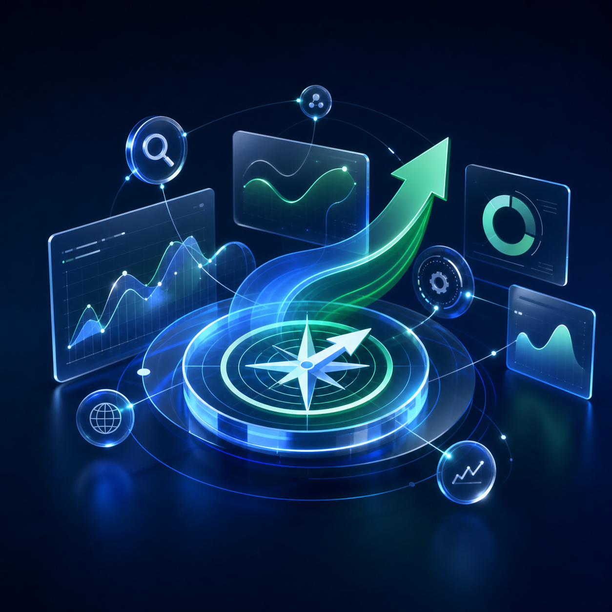 Abstract glass website growth analytics