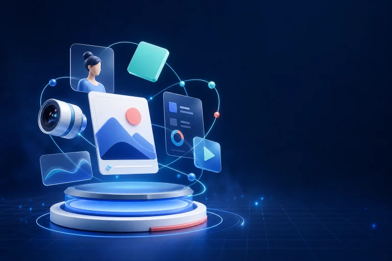 3D rendered creative website and content workspace