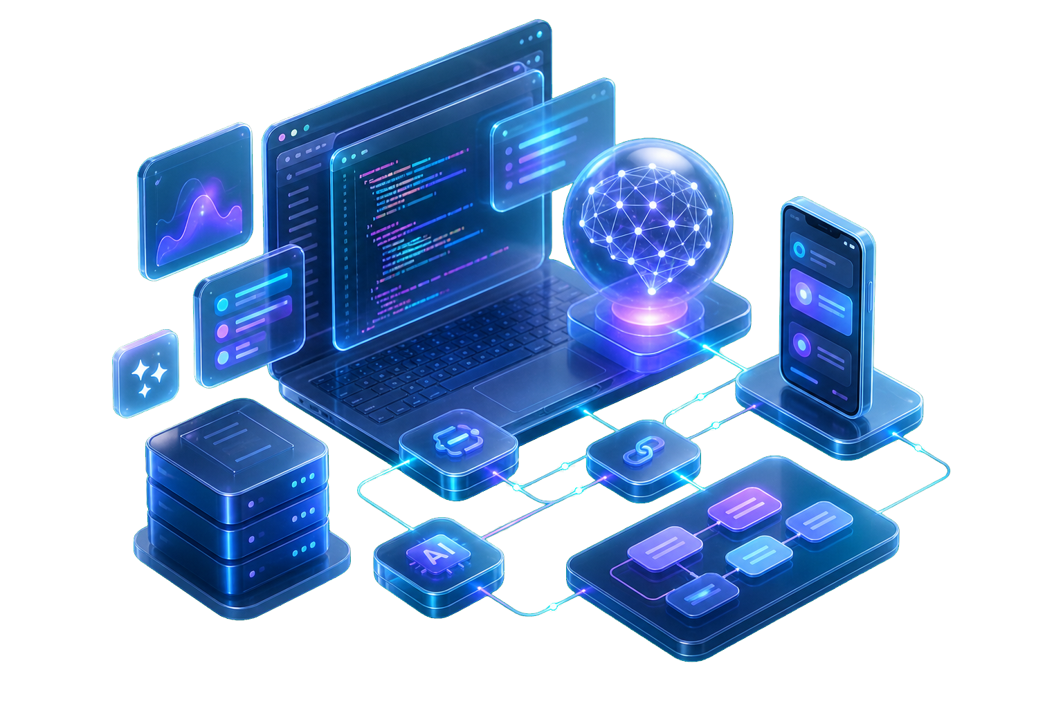 3D rendered artificial intelligence application workspace