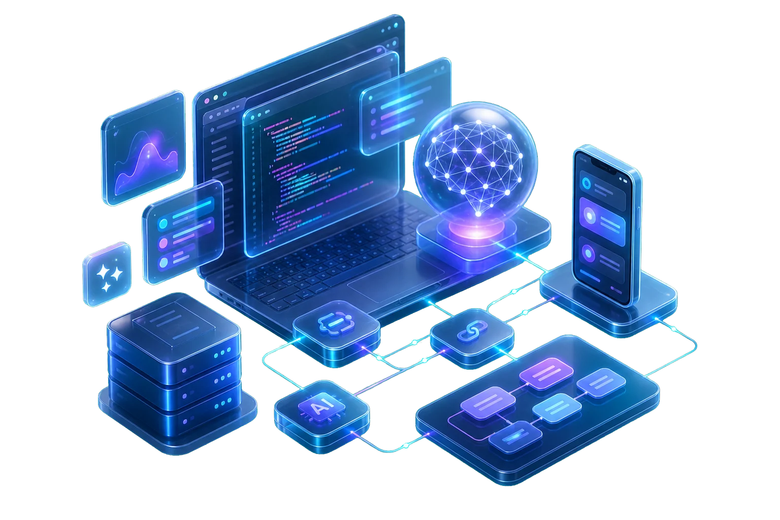 3D rendered artificial intelligence application workspace
