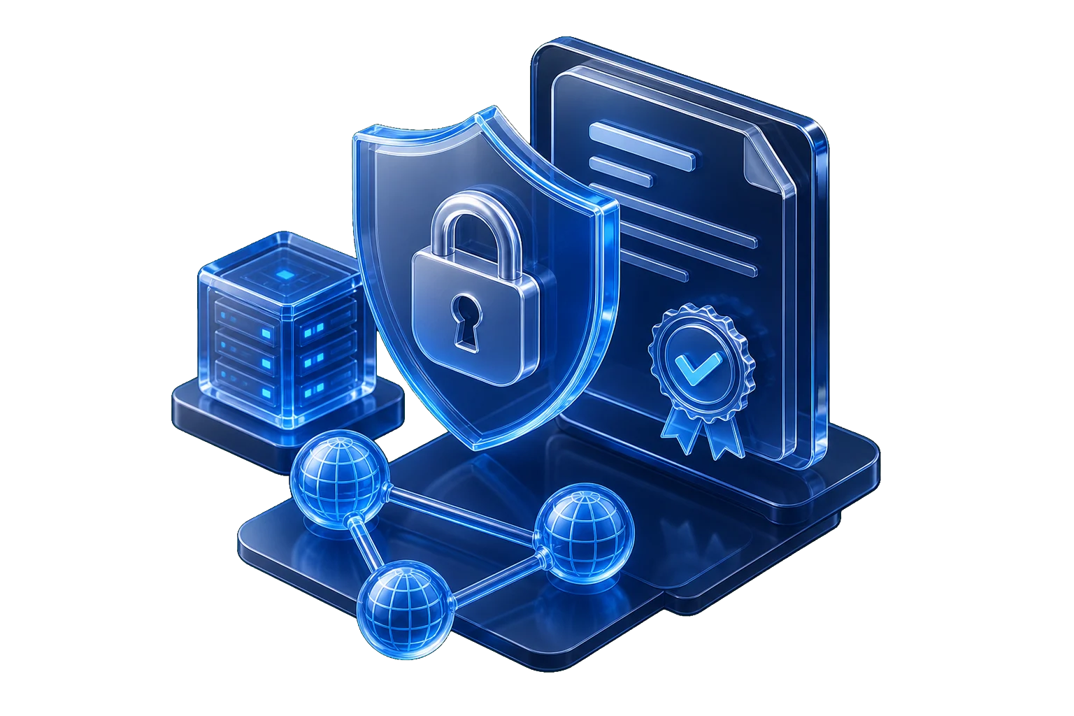 3D rendered website security and protection workspace