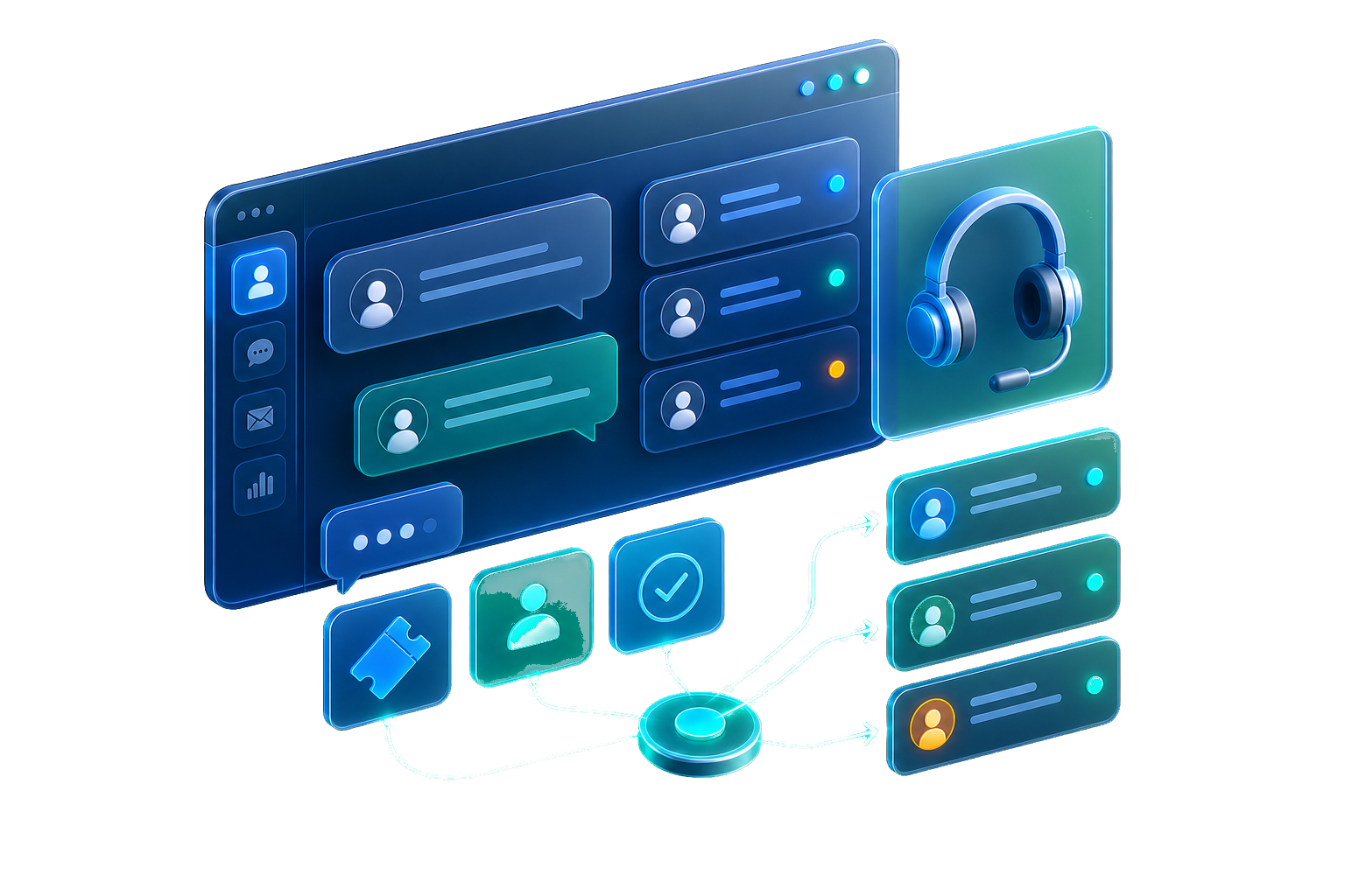 Abstract glass managed services support workspace