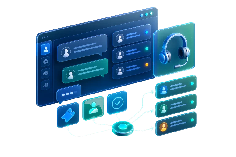 Abstract glass managed services support workspace