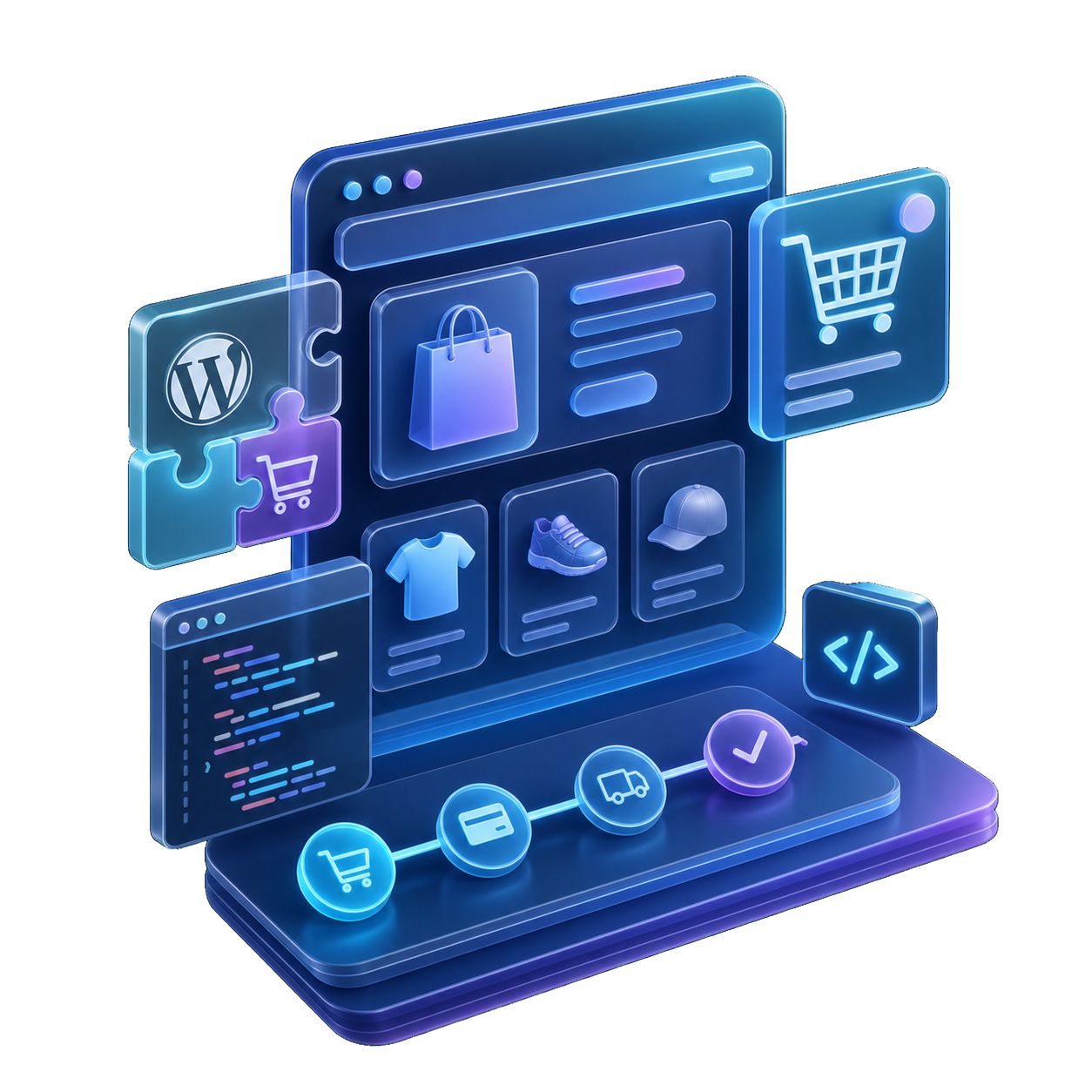 3D rendered custom WordPress development workspace