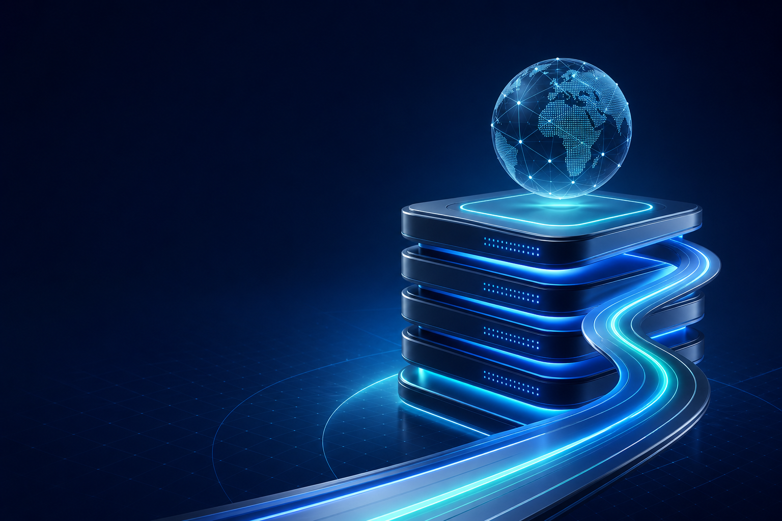3D rendered hosting performance and operations dashboard