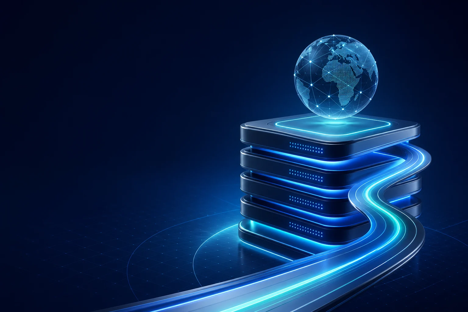 3D rendered hosting performance and operations dashboard
