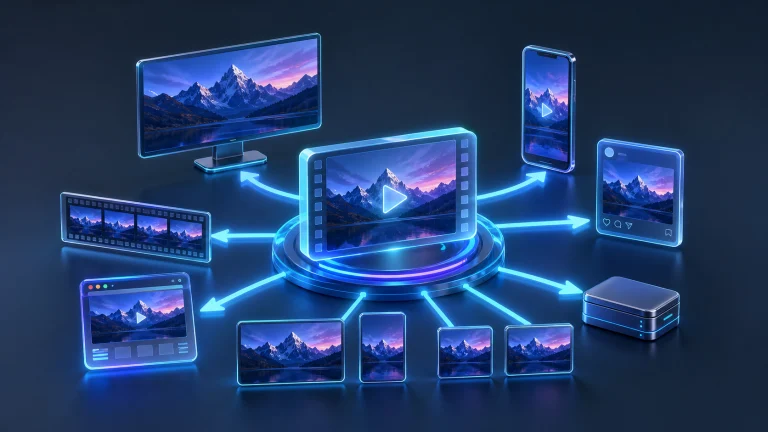 3D rendered multi-format video export and delivery workflow