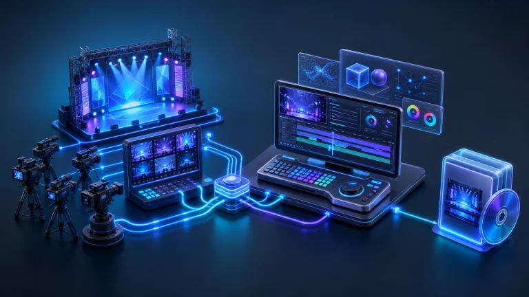 3D rendered live event capture and post-production workflow