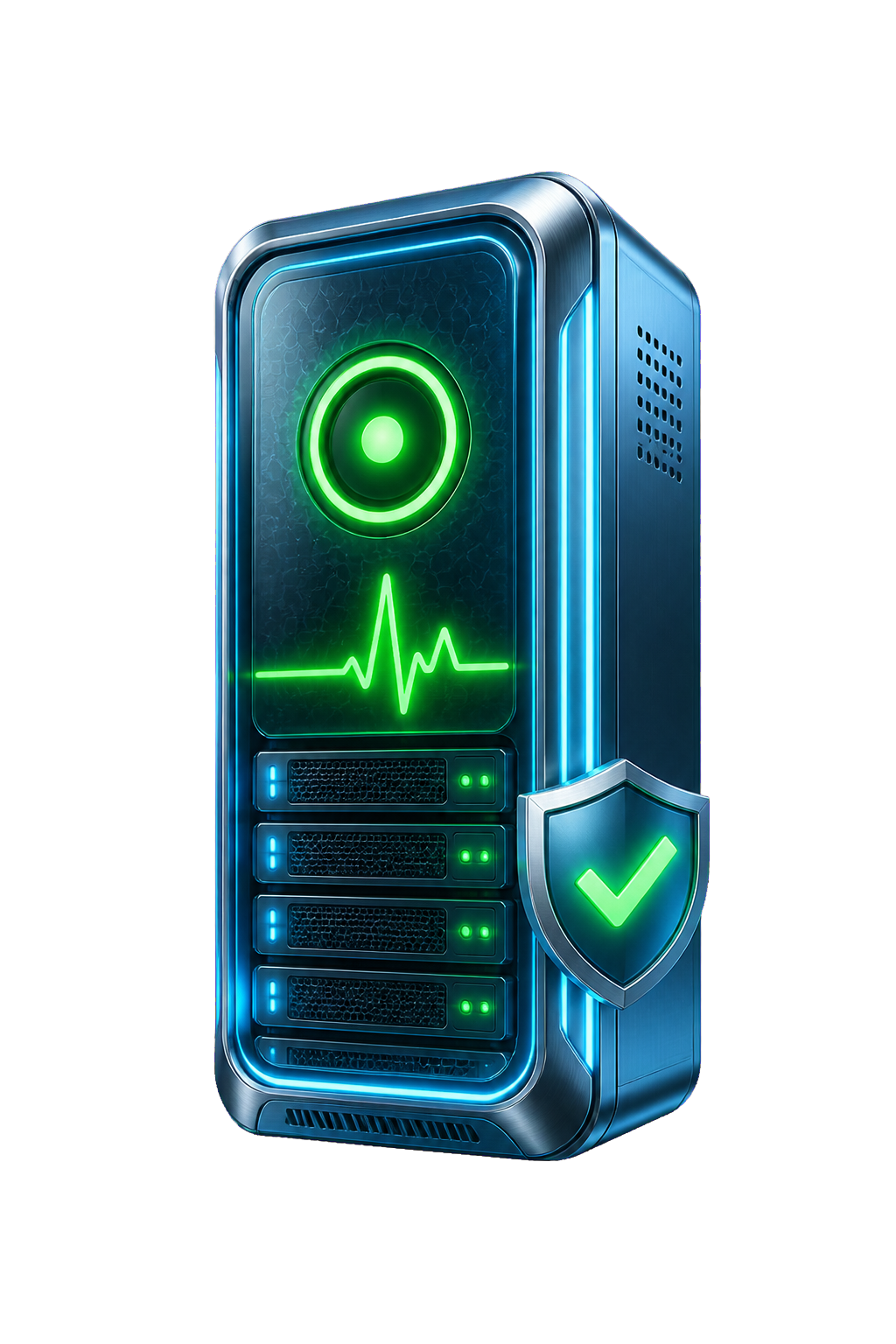 3D rendered uptime monitoring workspace