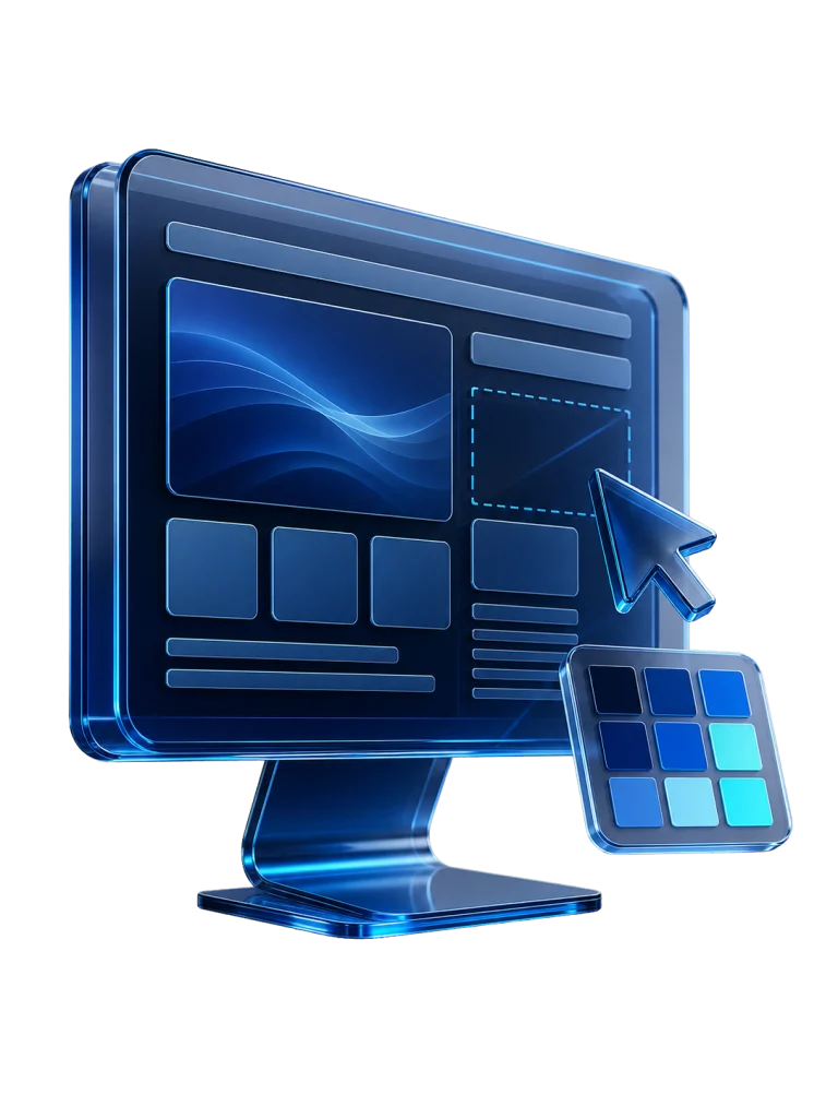 3D rendered website design workspace