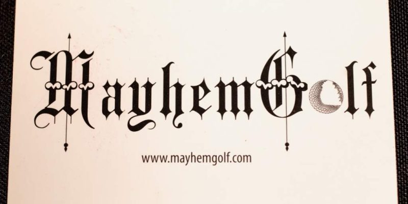 mayhem golf business card