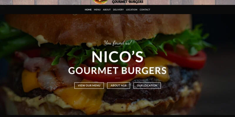 Delicious Nicos Burgers served with fresh lettuce and tomatoes