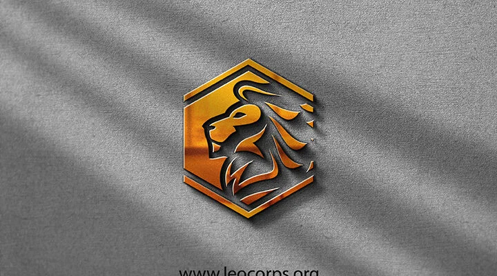 3D mockup of gold DC logo