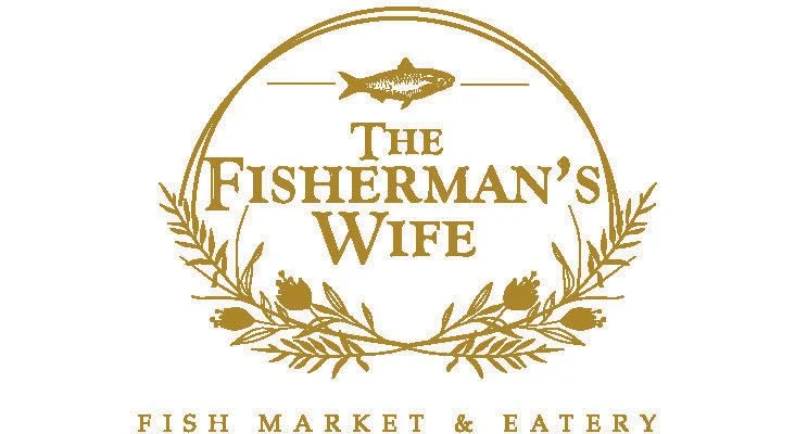 Logo of Fishermans Wife, featuring stylized fish and fishing net