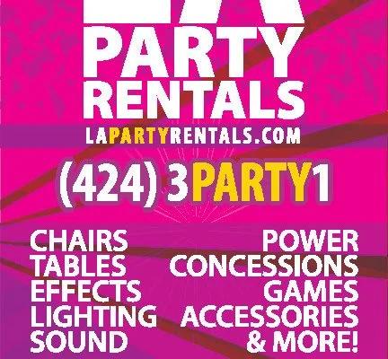 LA Party Rentals business card front design