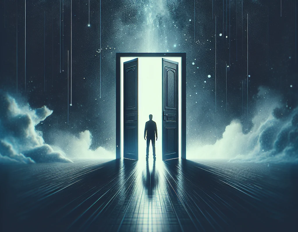 Promotional poster for 'Door', a short film by Suzanne Whang and Jeff Vezain showcasing cinematic storytelling.