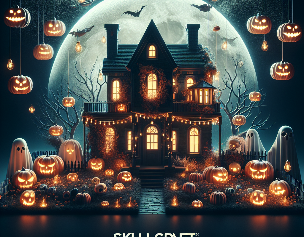 Skullcraft 2024 award-winning Halloween house with skull crafts