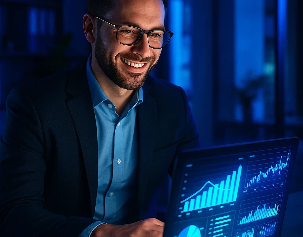 Professional auditor examining financial documents