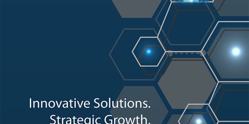 Corporate biotech banner highlighting ExCyte and CytoCord products with hexagonal tech background, slogan 'Innovative Solutions. Strategic Growth.', and accreditation logos at the bottom.