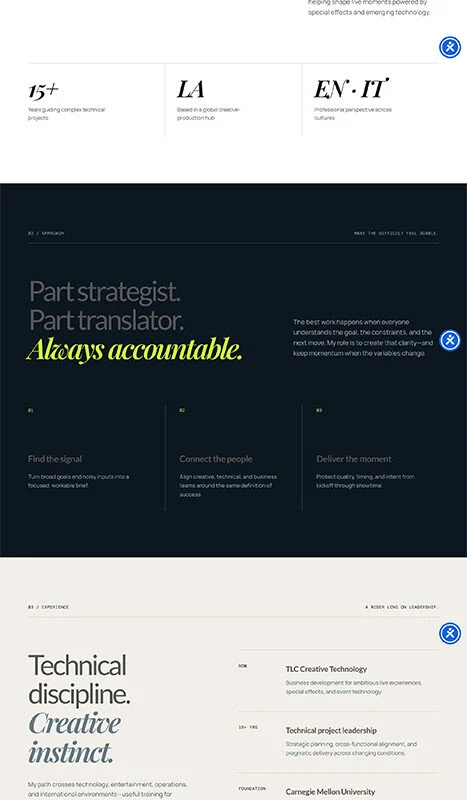 Hero section with a circular radar graphic on the right and the headline 'Ideas are easy. Execution is everything.' on a light grid background.