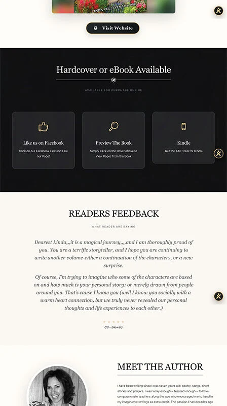 Screenshot of a book product page featuring the novel 'The 440 Train' cover on the left and a description panel on the right against a dark, moody background.